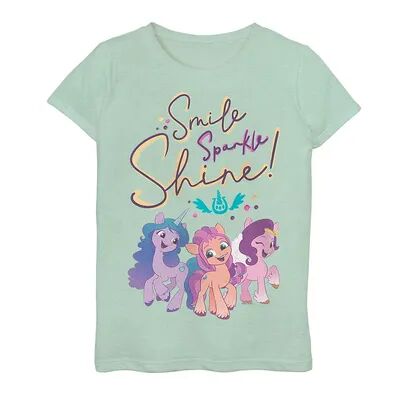 Licensed Character Girls 7-16 My Little Pony Smile Sparkle Shine Graphic Tee, Girl's, Size: Large, Green