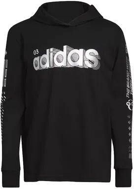 adidas Boys 8-20 adidas Exit Game On Hooded Tee, Boy's, Size: Large, Grey