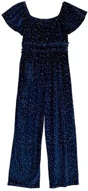 Three Pink Hearts Girls 7-16 Three Pink Hearts Velvet and Glitter Jumpsuit, Girl's, Size: Large PLUS, Blue