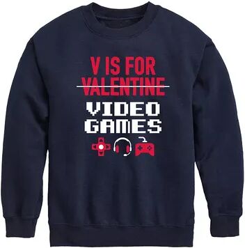 Licensed Character Boys 8-20 V Is For Video Games Fleece Sweatshirt, Boy's, Size: Medium, Blue