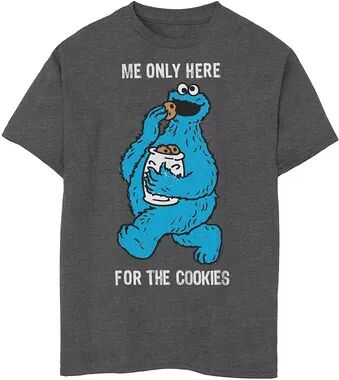 Licensed Character Boys 8-20 Sesame Street Cookie Monster Eat Cookies Graphic Tee, Boy's, Size: XS, Dark Grey