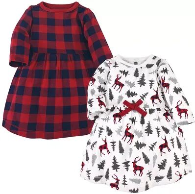 Hudson Baby Infant and Toddler Girl Cotton Long-Sleeve Dresses 2pk, Forest Deer, Toddler Girl's, Size: 6-9 Months, Brt Red