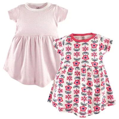 Touched by Nature Baby and Toddler Girl Organic Cotton Short-Sleeve Dresses 2pk, Flower, Toddler Girl's, Size: 6-9 Months, Med Pink