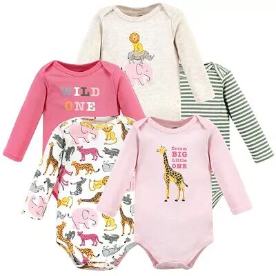 Hudson Baby Infant Girls Cotton Long-Sleeve Bodysuits, Colorful Safari, Infant Girl's, Size: 9-12Months