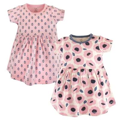 Touched by Nature Baby and Toddler Girl Organic Cotton Short-Sleeve Dresses 2pk, Blossoms, Toddler Girl's, Size: 2T, Med Pink