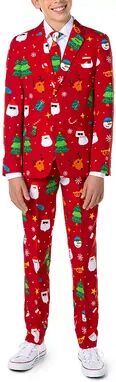 OppoSuits Boys 2-16 OppoSuits Festive Holiday Jacket, Pants & Tie Suit Set, Boy's, Red