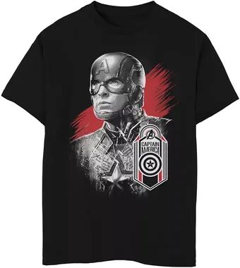 Licensed Character Boys 8-20 Marvel Avengers Endgame Captain America Tag Portrait Graphic Tee, Boy's, Size: XS, Black