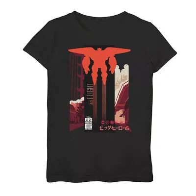 Licensed Character Girls 7-16 Disney's Big Hero 6 TV Series Baymax Take Flight Tee, Girl's, Size: Small, Black