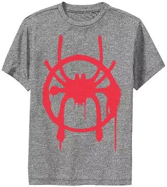 Licensed Character Boys 8-20 Marvel Spiderverse Miles Symbol Tag Premium Tee, Boy's, Size: Small, Dark Grey