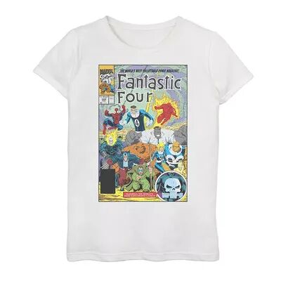 Licensed Character Girls 7-16 Marvel Fantastic Four Comic Book Cover Tee, Girl's, Size: Large, White