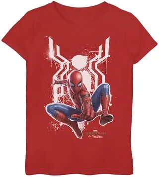 Licensed Character Girls 7-16 Marvel Spider-Man Far From Home Painted Logo Swing Tee, Girl's, Size: XL, Red