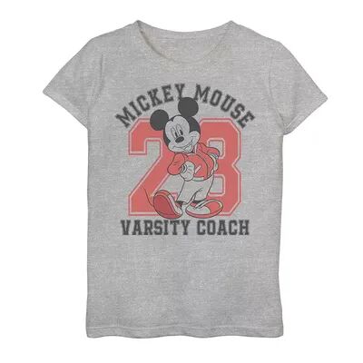 Disney s Mickey Mouse Girls 7-16 Varsity Coach Graphic Tee, Girl's, Size: Medium, Grey