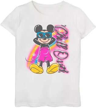 Disney s Mickey Mouse & Friends Girls 7-16 Mickey Relaxing Airbrush Graphic Tee, Girl's, Size: Medium, White