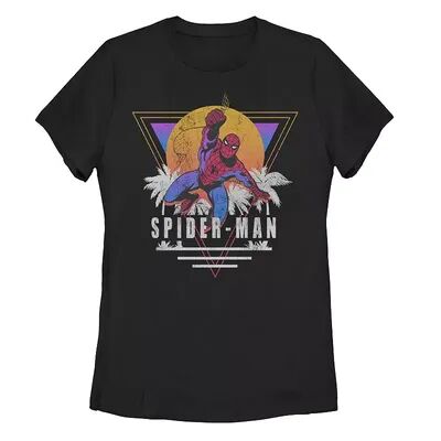 Licensed Character Juniors' Marvel Spider-Man Retro Swing Graphic Tee, Girl's, Size: Large, Black