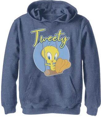 Licensed Character Boys 8-20 Looney Tunes Tweety Swing Portrait Graphic Fleece Hoodie, Boy's, Size: Small, Blue