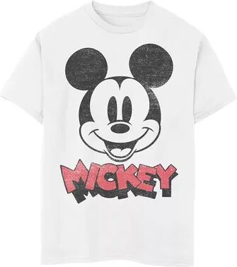 Disney s Mickey Mouse & Friends Boys 8-20 Mickey Big Face Logo Tee, Boy's, Size: Medium, White