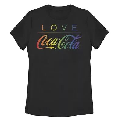 Licensed Character Juniors' Coca-Cola Pride Love Rainbow Gradient Logo Tee, Girl's, Size: XL, Black
