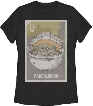 Disney Juniors' Star Wars The Mandalorian The Child aka Baby Yoda Poster Graphic Tee, Girl's, Size: Large, Black