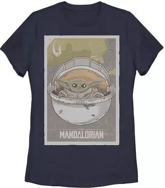 Disney Juniors' Star Wars The Mandalorian The Child aka Baby Yoda Poster Graphic Tee, Girl's, Size: Small, Blue