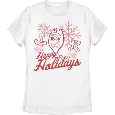 Disney Juniors' Disney/Pixar Toy Story Christmas Forky Happy Holidays Graphic Tee, Girl's, Size: XL, White