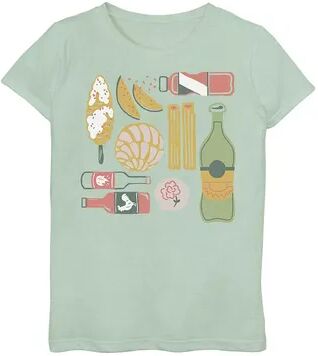 Licensed Character Girls' Gonzales Los Escencials Food And Drink Grid Tee, Girl's, Size: Large, Green