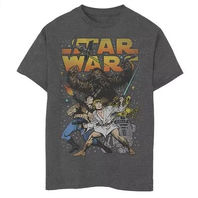 Star Wars Boys 8-20 Star Wars Classic Comic Book Heroes Graphic Tee, Boy's, Size: Large, Grey