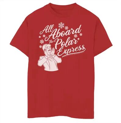 Licensed Character Boys 8-20 The Polar Express All Aboard The Polar Express Graphic Tee, Boy's, Size: XL, Red