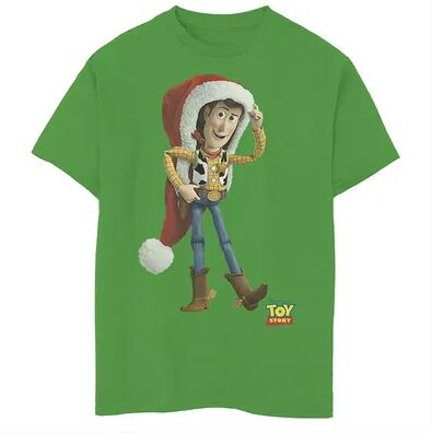 Disney / Pixar's Toy Story Boys 8-20 Woody Over Sized Santa Hat Graphic Tee, Boy's, Size: Small, Med Green