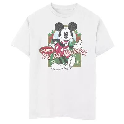 Disney s Mickey Mouse Boys 8-20 Mouse Oh Boy It's The Holidays Christmas Graphic Tee, Boy's, Size: Medium, White