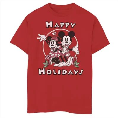 Disney s Mickey Mouse & Minnie Mouse Boys 8-20 Happy Holidays Christmas Graphic Tee, Boy's, Size: XS, Red