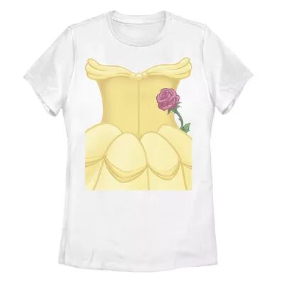 Licensed Character Juniors' Disney Beauty And Beast Belle Dress Costume Halloween Graphic Tee, Girl's, Size: Large, White