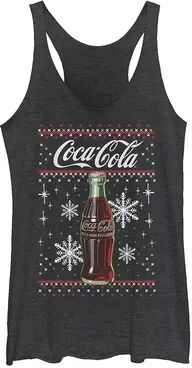 Licensed Character Juniors' Coca-Cola Classic Bottle Christmas Sweater Style Graphic Tank, Girl's, Size: XS, Oxford