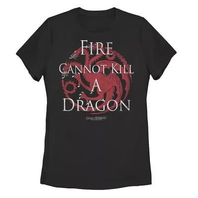 Licensed Character Juniors' Game of Thrones Targaryen Fire Cannot Kill A Dragon Graphic Tee, Girl's, Size: XXL, Black
