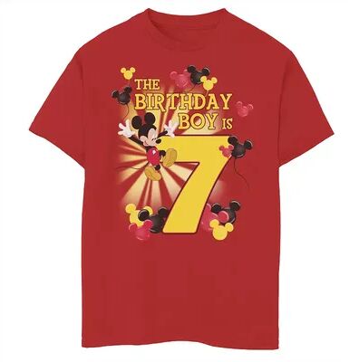 Disney s Mickey & Friends Boys 8-20 7 Year Old Birthday Boy Graphic Tee, Boy's, Size: XS, Red