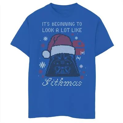 Star Wars Boys 8-20 Star Wars Santa Vader A Lot Like Sithmas Christmas Graphic Tee, Boy's, Size: Medium, Med Blue