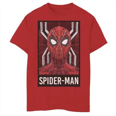 Marvel Boys 8-20 Marvel Spider-Man Far From Home Mask Fill Logo Poster Graphic Tee, Boy's, Size: Small, Red