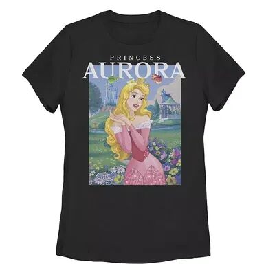 Licensed Character Disney's Sleeping Beauty Juniors' Princess Aurora Portrait Tee, Girl's, Size: Medium, Black