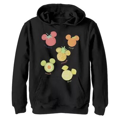 Disney s Mickey Mouse & Friends Boys 8-20 Mickey Fruit Logos Graphic Fleece Hoodie, Boy's, Size: Medium, Black