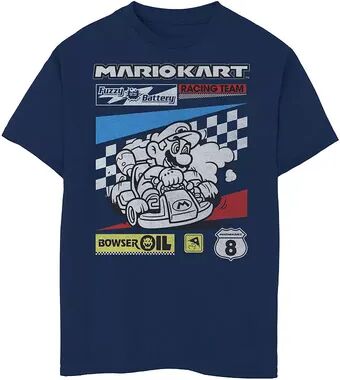 Licensed Character Boys 8-20 Nintendo Mario Kart Racing Team Poster Tee, Boy's, Size: XL, Blue