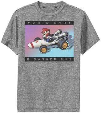 Licensed Character Boys 8-20 Nintendo Mario Kart Dasher Neon Color Fade Drift Tee, Boy's, Size: Small, Grey