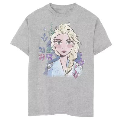 Disney Boys 8-20 Disney Frozen Elsa Face Watercolor Graphic Tee, Boy's, Size: Large, Grey