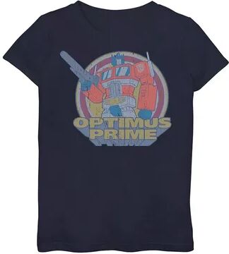 Licensed Character Girls 7-16 Transformers Optimus Prime Retro Portrait Tee, Girl's, Size: Medium, Blue