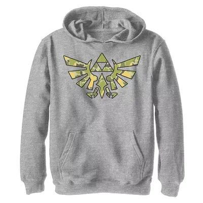 Licensed Character Boys 8-20 Nintendo Legend Of Zelda Tri Force Camo Logo Hoodie, Boy's, Size: Small, Grey