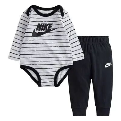 Nike Baby Boy Nike Logo Striped Bodysuit & Pants Set, Infant Boy's, Size: 12 Months, Grey