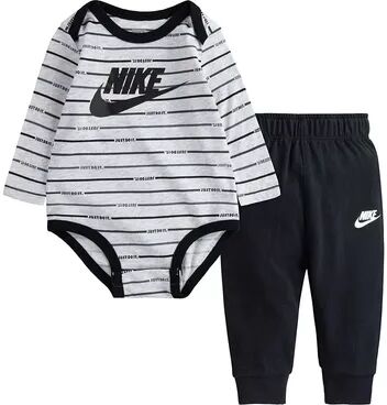 Nike Baby Boy Nike Logo Striped Bodysuit & Pants Set, Infant Boy's, Size: 24 Months, Grey