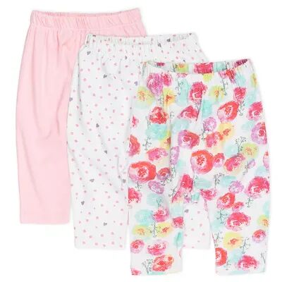 HONEST BABY CLOTHING 3-Pack Organic Cotton Harem Pants, Infant Girl's, Size: 3-6 Months, Pink & White Floral Pr