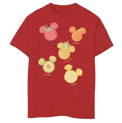 Disney s Mickey Mouse & Friends Boys 8-20 Mickey Fruit Logos Graphic Tee, Boy's, Size: Small, Red