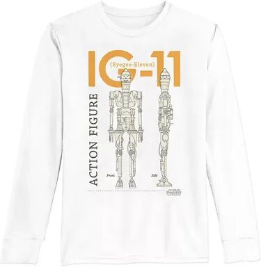 Licensed Character Boys 8-20 Star Wars The Mandalorian IG-11 Action Figure Long Sleeve Graphic Tee, Boy's, Size: Large, White