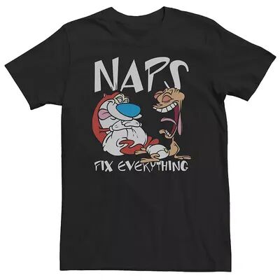 Licensed Character Big & Tall Nickelodeon Ren And Stimpy Naps Fix Everything Baby Diapers Tee, Men's, Size: 5XL, Black