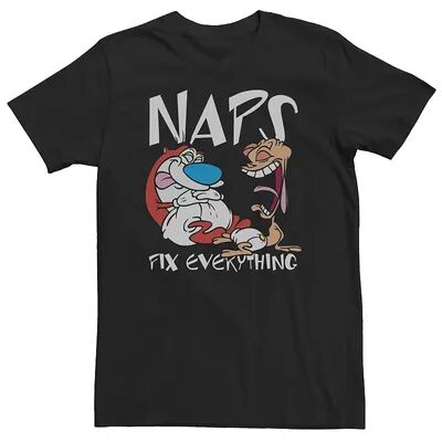 Licensed Character Big & Tall Nickelodeon Ren And Stimpy Naps Fix Everything Baby Diapers Tee, Men's, Size: XXL Tall, Black